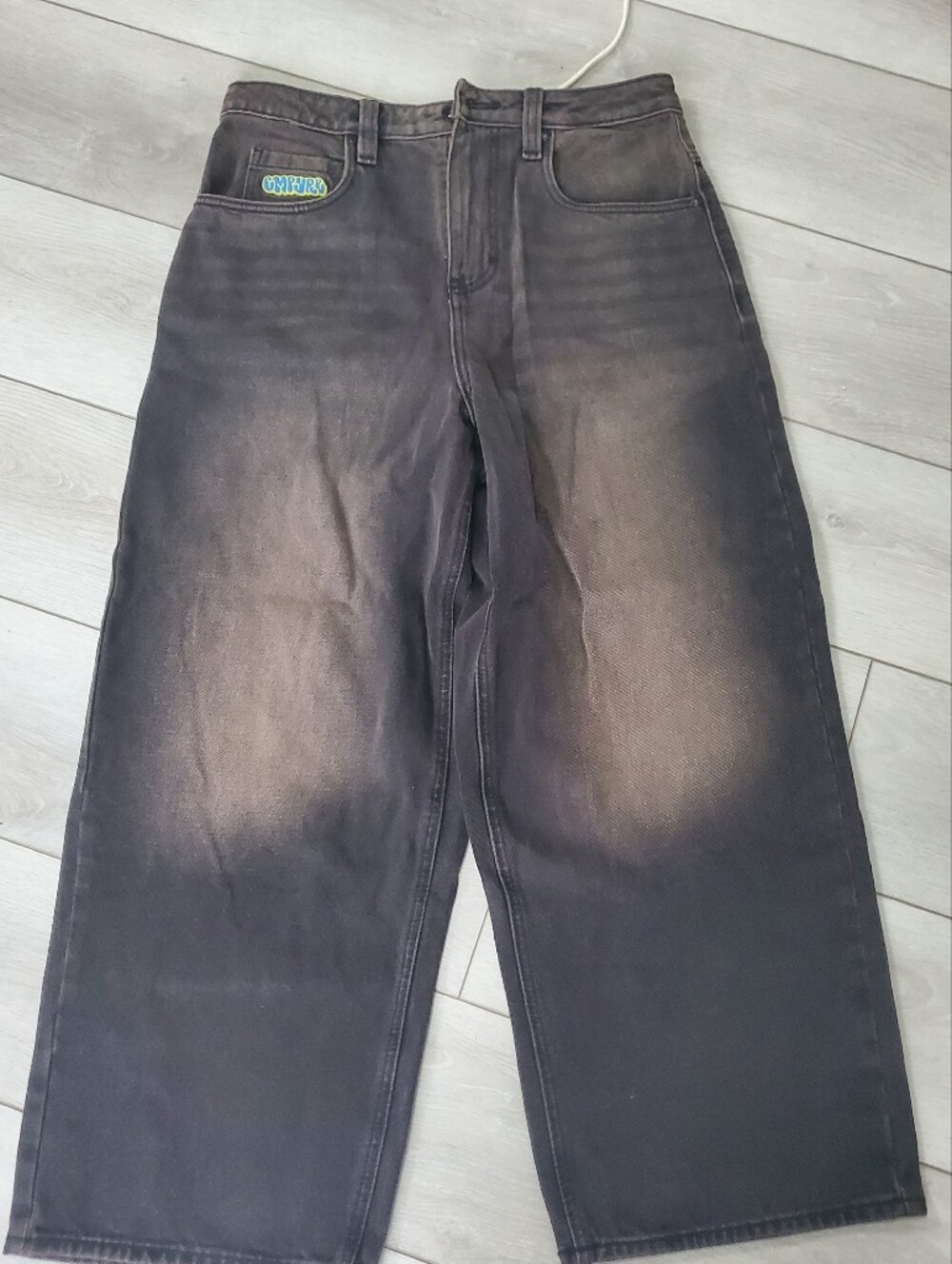 NWT Empyre Ultra Wide Leg Men's Washed Black Jeans with Subtle Fade Size 28